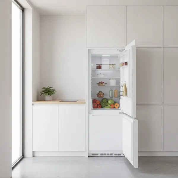Summit Appliance FFBF281W bottom freezer refrigerator in a modern kitchen setting