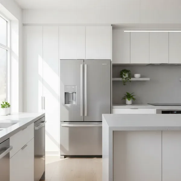 A sleek Thor Kitchen HRF3601F French Door Refrigerator in a modern kitchen